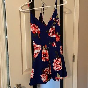 Royal blue and pink floral romper